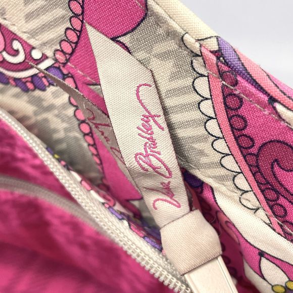Vera Bradley Abby Multicolor Pink Paisley Meets Plaid Tote Bag Purse Satchel - Picture 4 of 13